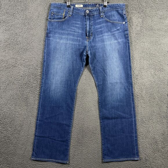 AG Adriano Goldschmied Jeans Mens 38x34 Blue Hero Relaxed Fit Dark Wash Denim - Picture 1 of 16